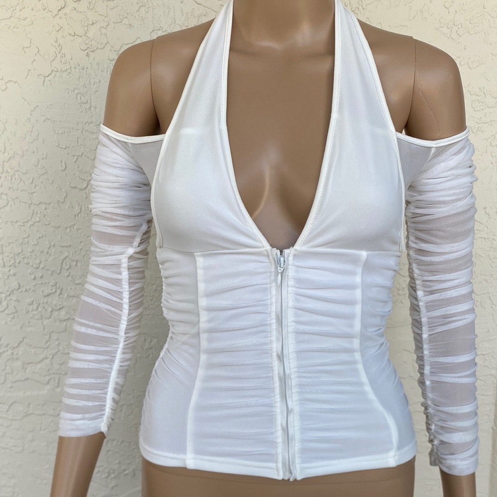 I.AM.GIA Size Small Cold shoulder Ivory Zip Top